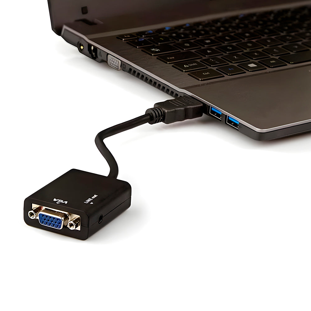 Mini Adaptador Conversor HDMI Para VGA Com Saída De Áudio Preto Knup KP-5032